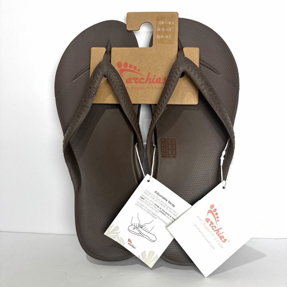 Archies Arch Support Flip Flop Thong Sandals Brown Men’s US 11 / Women's US 12